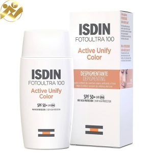 کرم ضد آفتاب بدون رنگ ایزدین SPF50 مدل FOTOULTRA 100 ACTIVE UNIFY/ISDIN