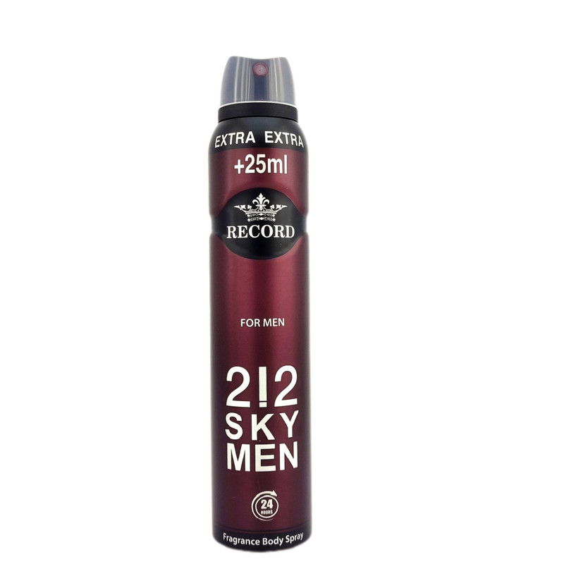 اسپری خوشبو کننده بدن مردانه رکورد مدل 212 اسکای من/Record 212 Sky Men body deodorant spray for men, volume 225 ml
