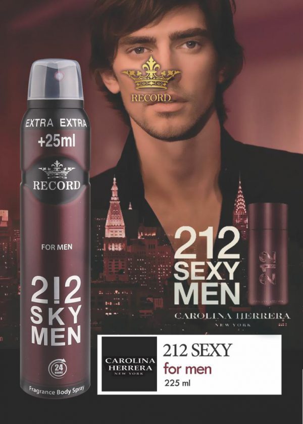 اسپری خوشبو کننده بدن مردانه رکورد مدل 212 اسکای من/Record 212 Sky Men body deodorant spray for men, volume 225 ml